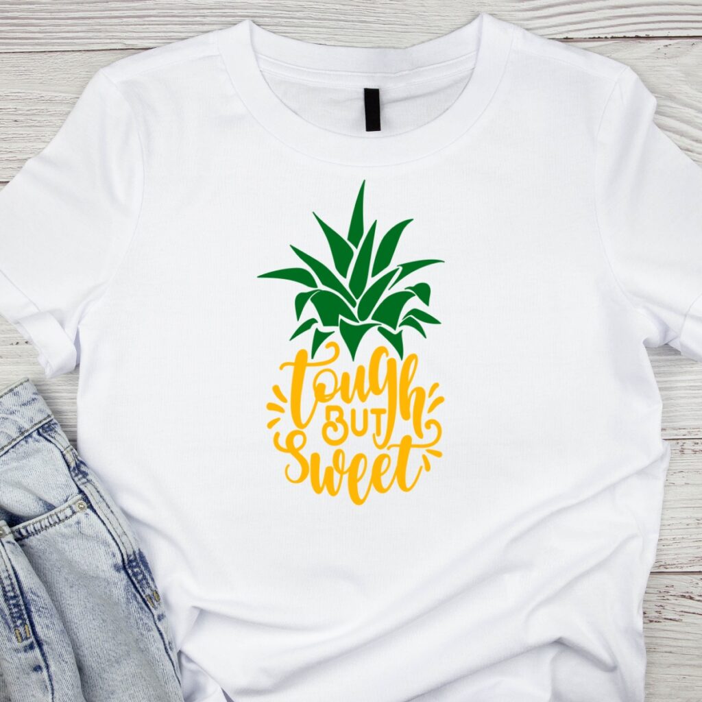 Pineapple party tshirt promoting Inspired Party Merch shop.
